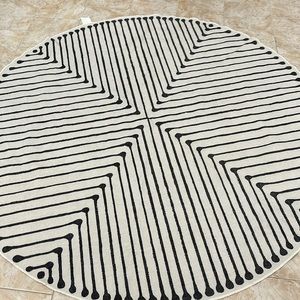 Ruggable- johnathan Adler ink drop black and ivory rug 8 ft round